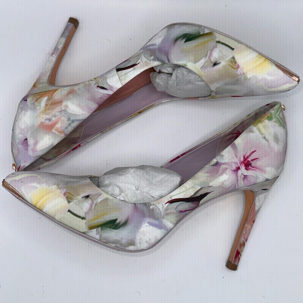 Ted Baker London Pastel Satin Pumps Copper Accents